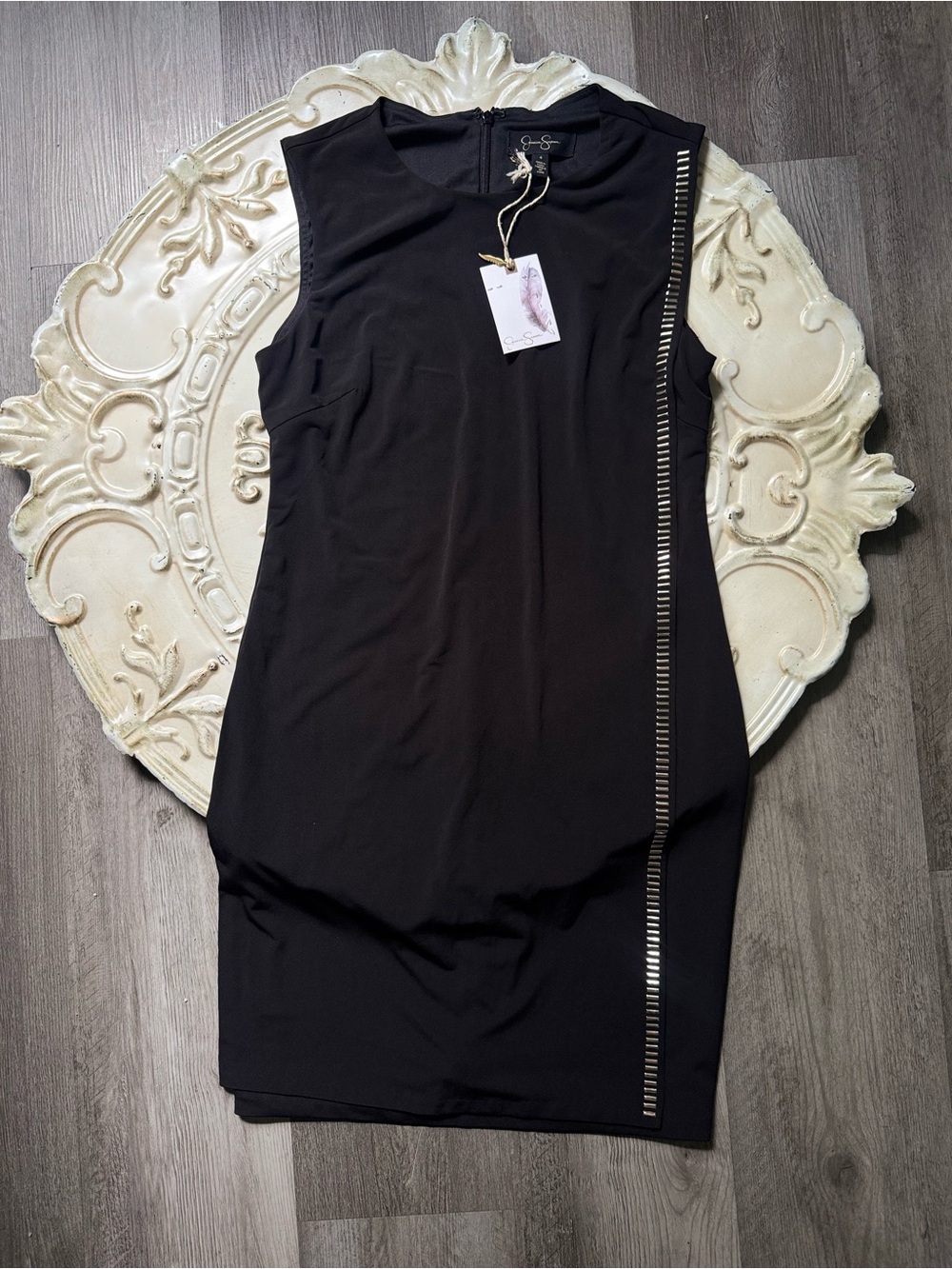 NWT Jessica Simpson Black Dress Silver Studded Jersey Dress Size 4